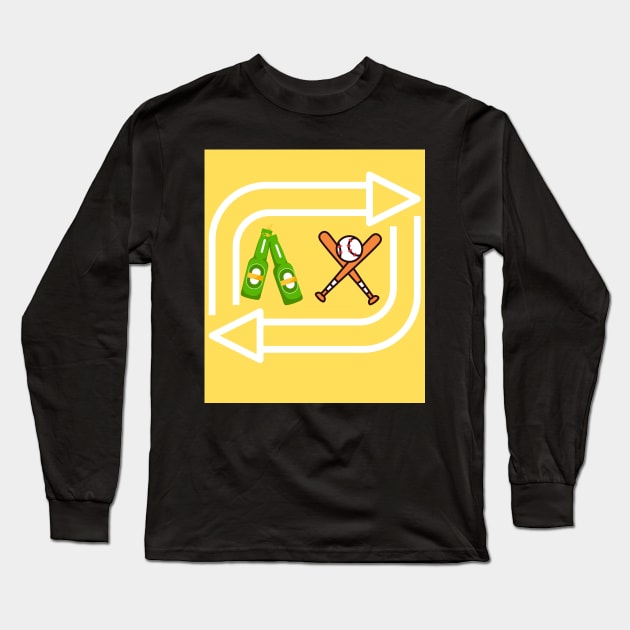 Beer Baseball Repeat Long Sleeve T-Shirt by Saestu Mbathi